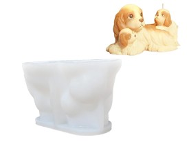 Molde silicona perrito con 2 cachorros 